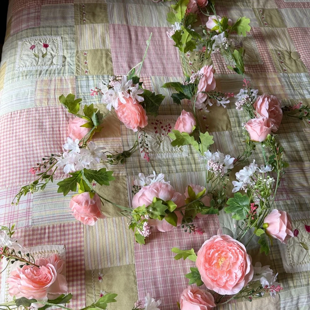 Floral Garland‎ Peach Flowers 2 strands-72” each Floral garland for Wedding NEW